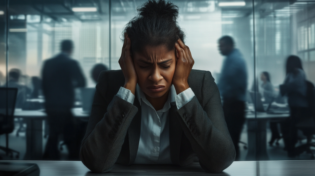 A distressed businesswoman