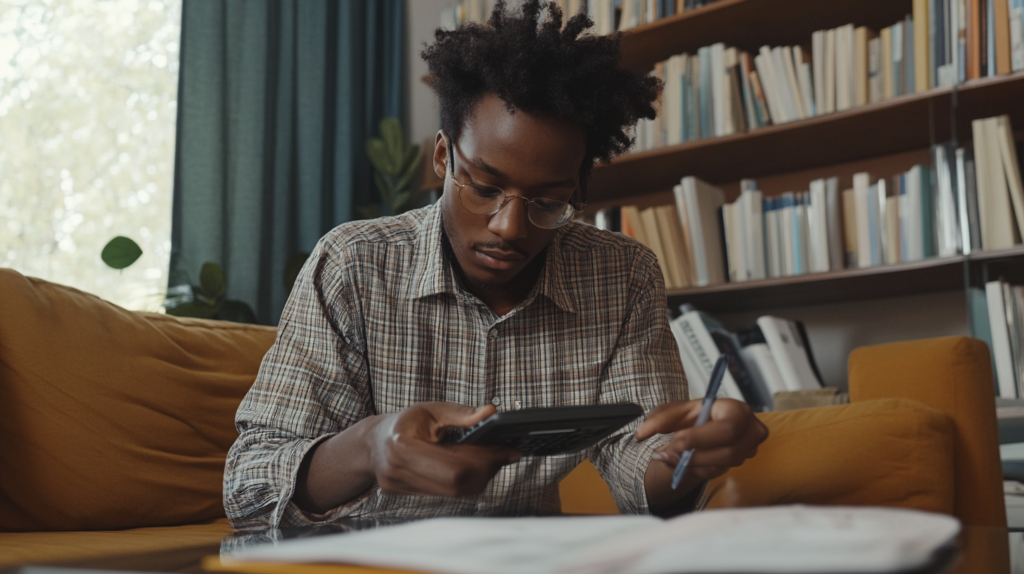 A student planning his budget according to budgeting tips.