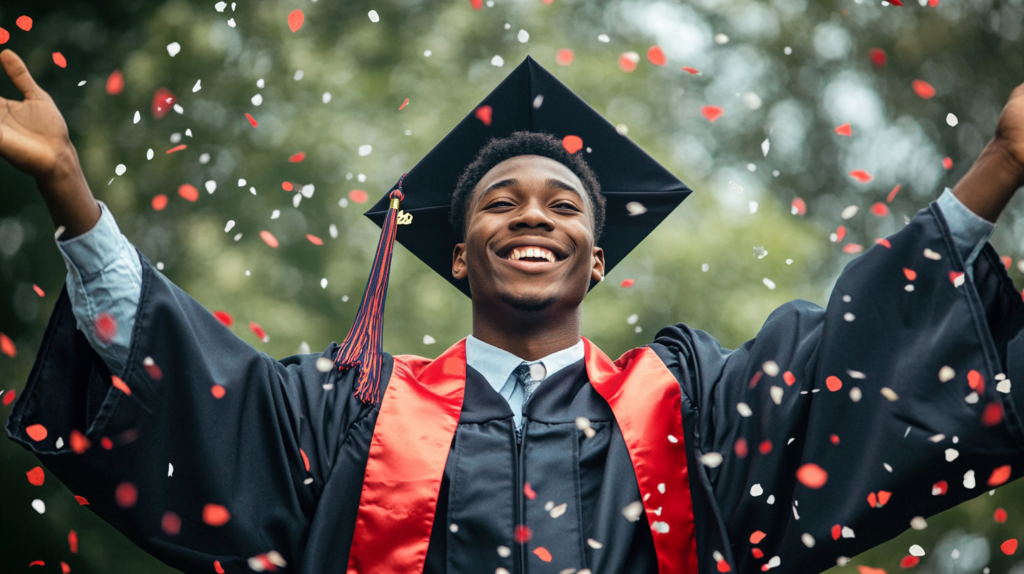 A man in his graduation gown.