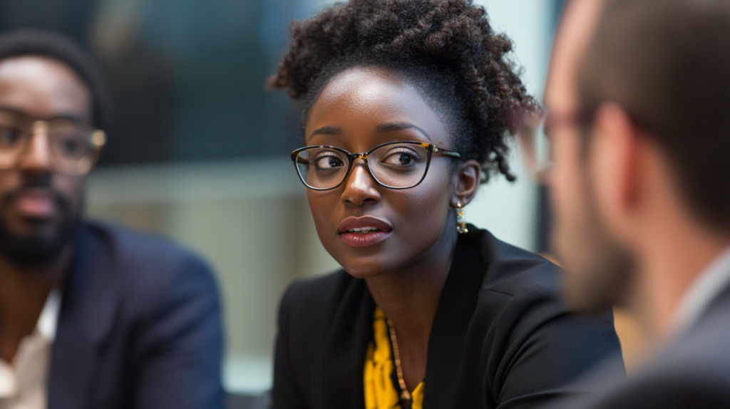 An accountant with an acounting degree talking with a board of directors