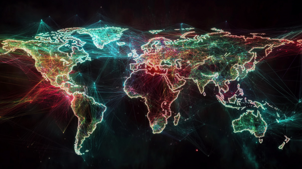 The map of the world showing how the world is now a global village.