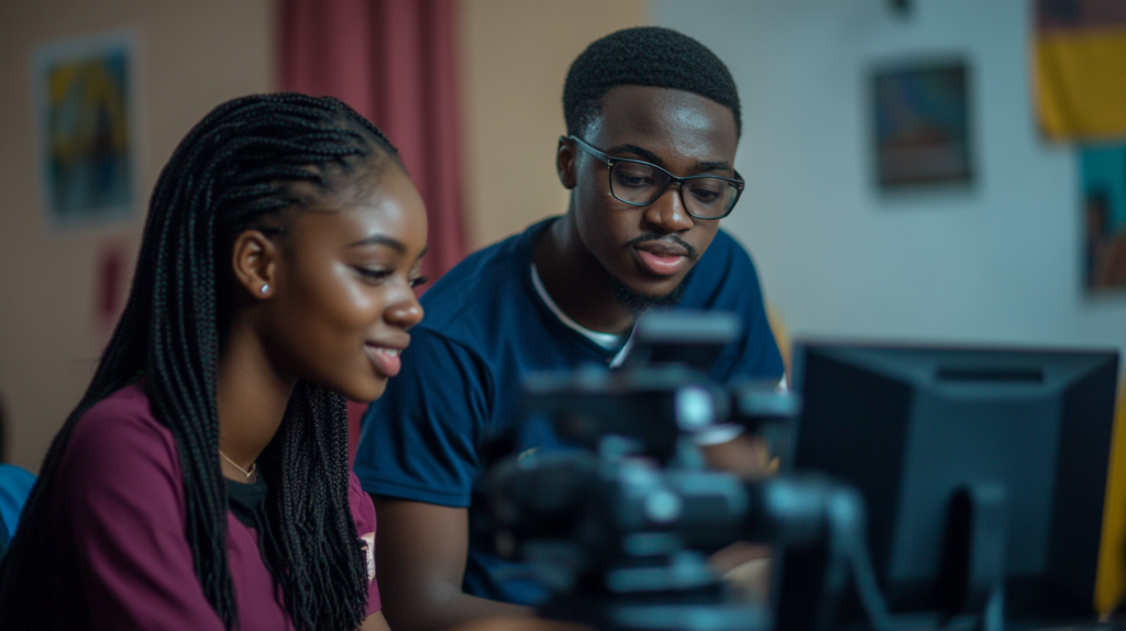 Two students engaging in hands-on practical
